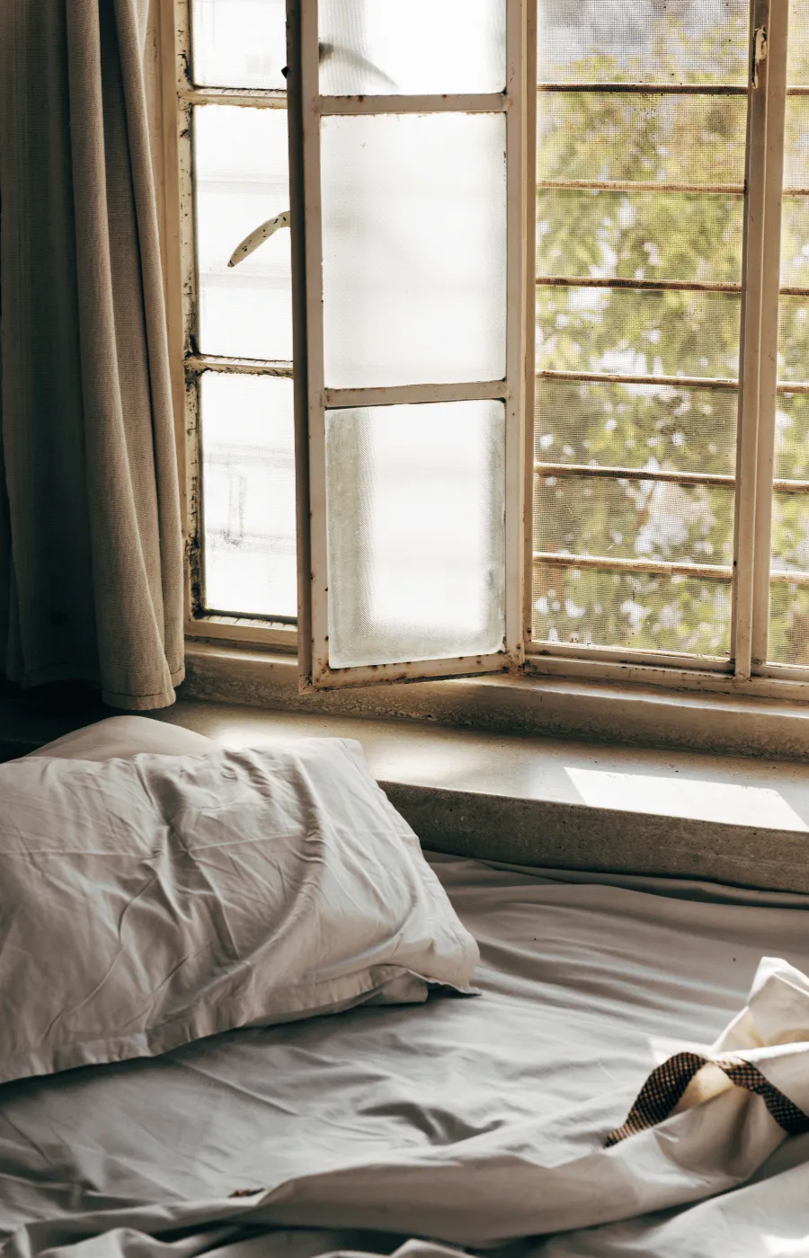 Soft blanket spread on the floor by a sunny window in a quiet room